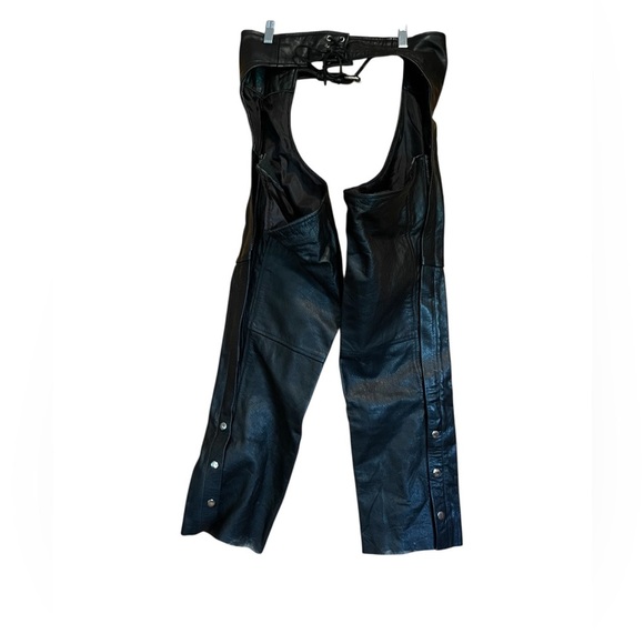 Xelement Women’s Black Leather Motorcycle Chaps - Picture 3 of 4